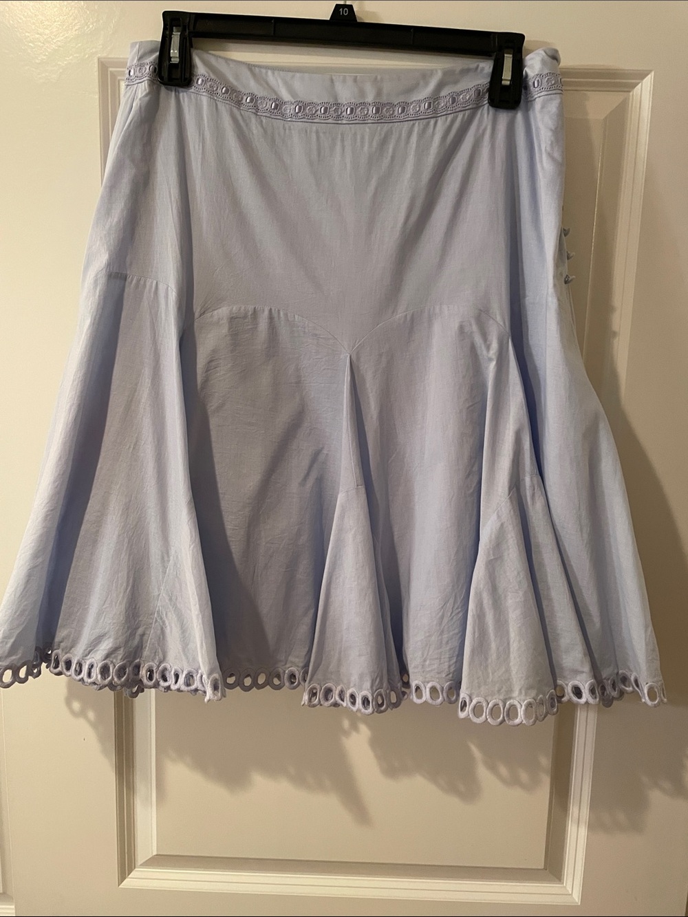 ANTONIO MELANI Pale Blue Circle Skirt with Eyelet Trim